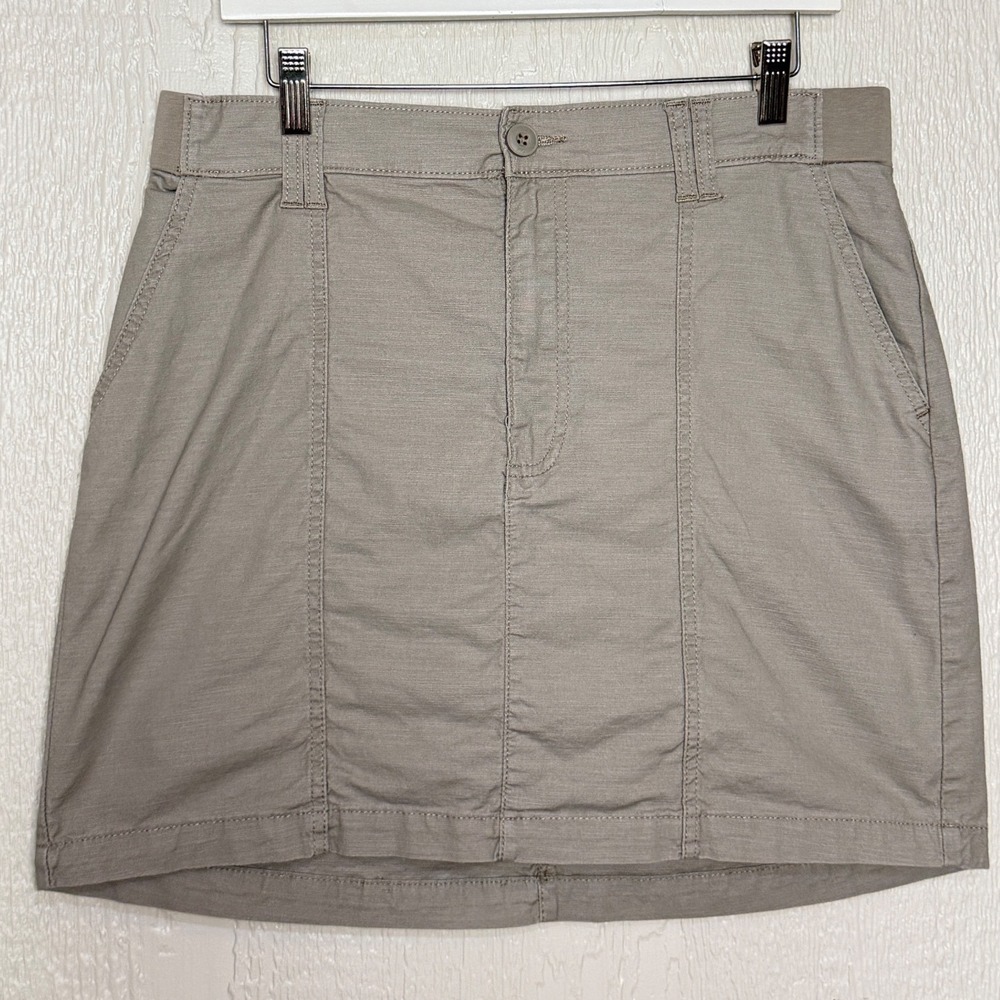 Lee Women Khaki Tan Stretch Waist Twill Mini Skirt Casual Utility Skort No tag